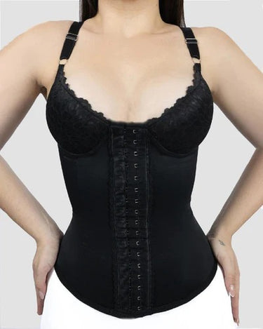 Seamless Satin 18 Steel Bone Corset Vest Lace Cups Bustier Top